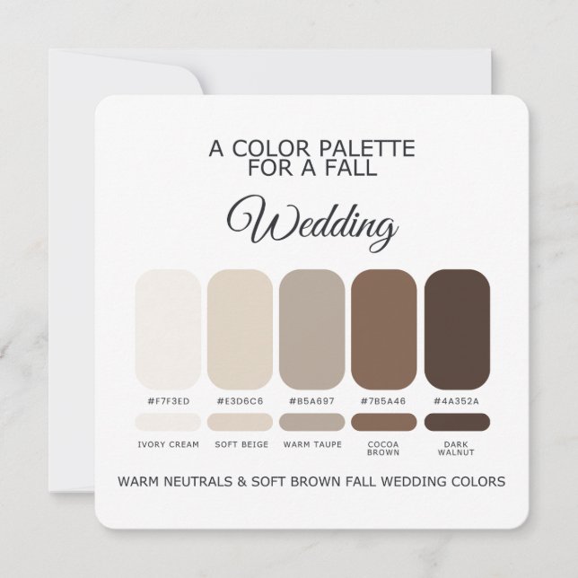 Convites Brown Fall Wedding Color Palette 2026 Card (Frente)