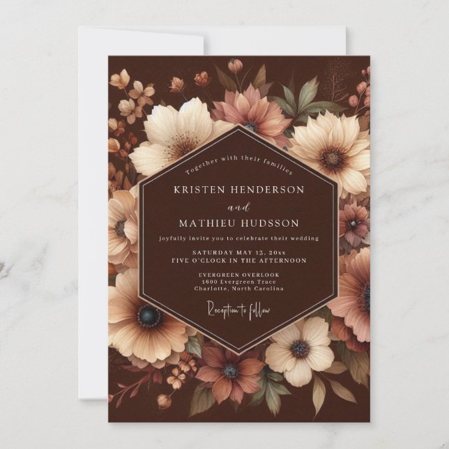 Convites Brown Floral Enchantment Wedding (Frente)
