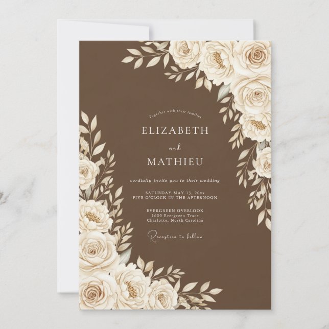 Convites Brown Floral Wedding (Frente)
