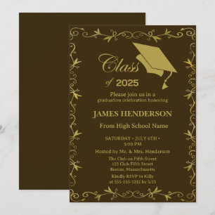 Convites Brown Formal Dourado Party 2025