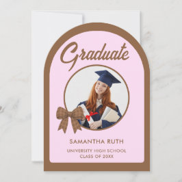 Convites Brown Gingham Bow Arch Photo Graduation Party