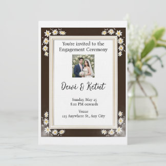 Convites Brown & Gold Frame Wedding Engagement