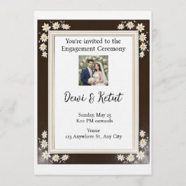 Convites Brown & Gold Frame Wedding Engagement