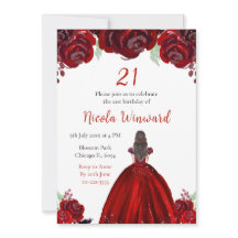 Brown Hair Princess Red Floral Birthday Party