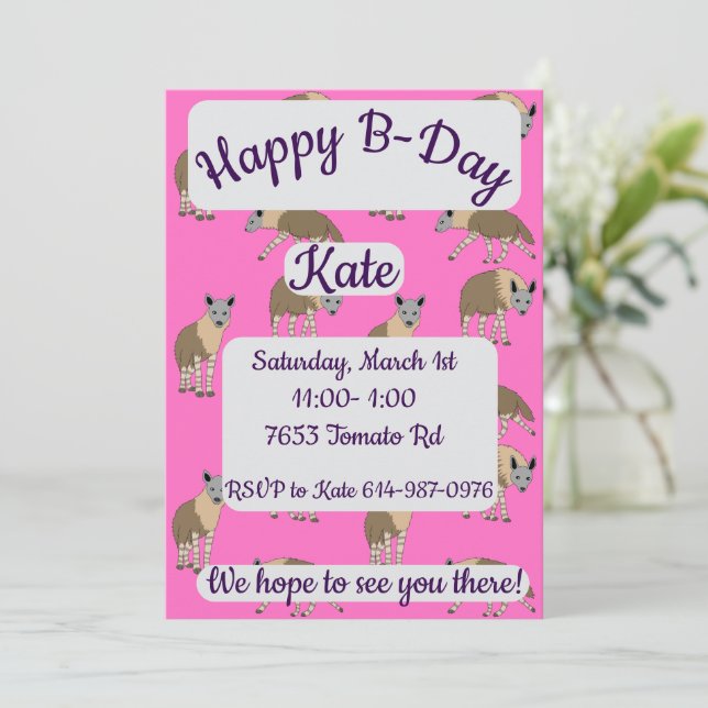 Convites Brown Hyenas Happy Birthday (Em pé/Frente)