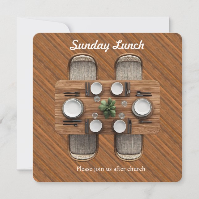 Convites Brown Sunday Fellowship Lunch Invitation (Frente)