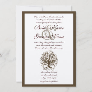 Convites Brown Swirl Tree Raízes de Casamento de Amor Convi