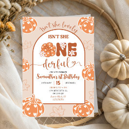 Convites Brown Whimsic Retro Pumpkin Onederfull Birthday