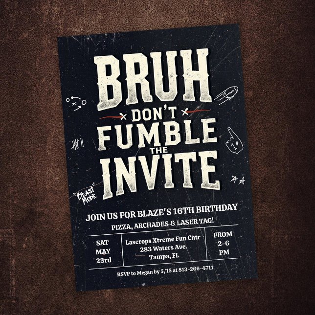 Convites Bruh Don't Fumble the Ball Birthday Invitation (Criador carregado)
