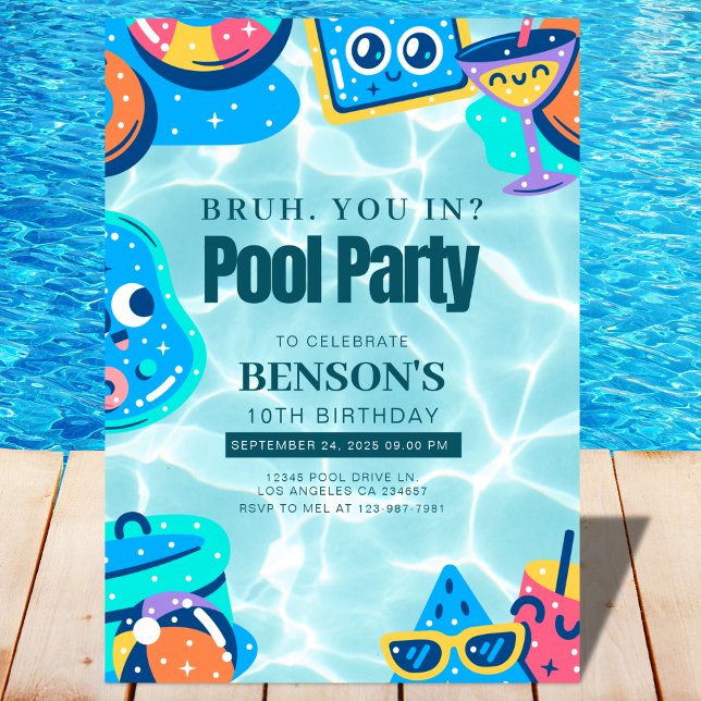 Convites BRUH, está dentro? Nadador Aniversário (Criador carregado)