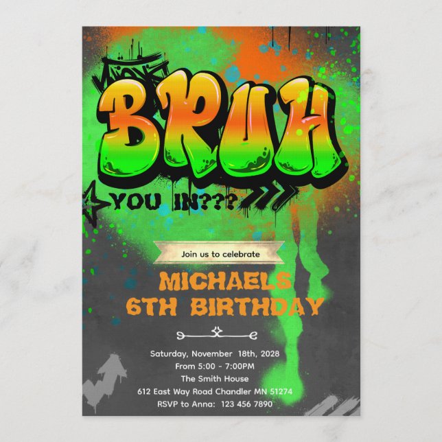 Convites Bruh It's My Birthday Invitation (Frente)