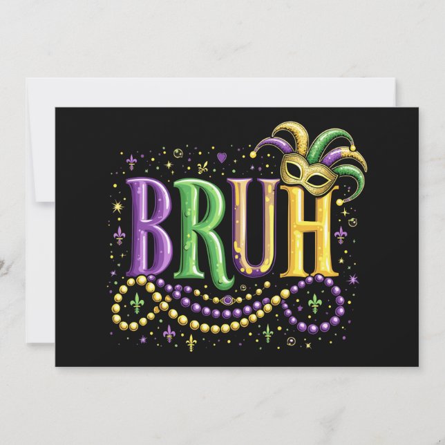 Convites Bruh Mardi Gras - Carnaval engraçado e festivo (Frente)