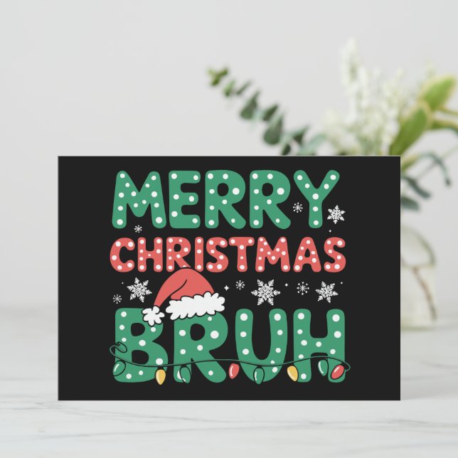 Convites Bruh Meme Engraçado Dizendo Irmão Saudando o Natal (Em pé/Frente)