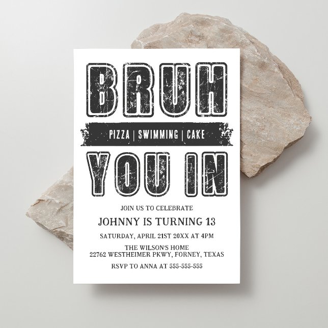 Convites Bruh, Você Entrou? Aniversário do Teen Boy do pisc (Criador carregado)