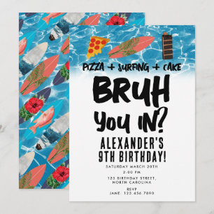 Convites Bruh, Você Entrou? Garoto Adolescente Pizza de Ani