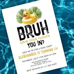 Convites Bruh Você Está Na Festa De Piscina Pato Engraçado 