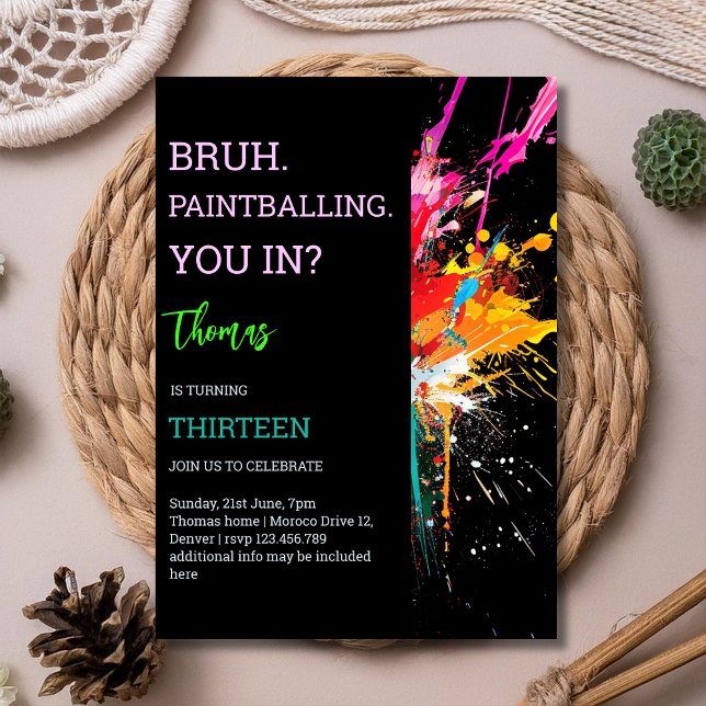 Convites Bruh, você faz aniversário de paintball? (Criador carregado)