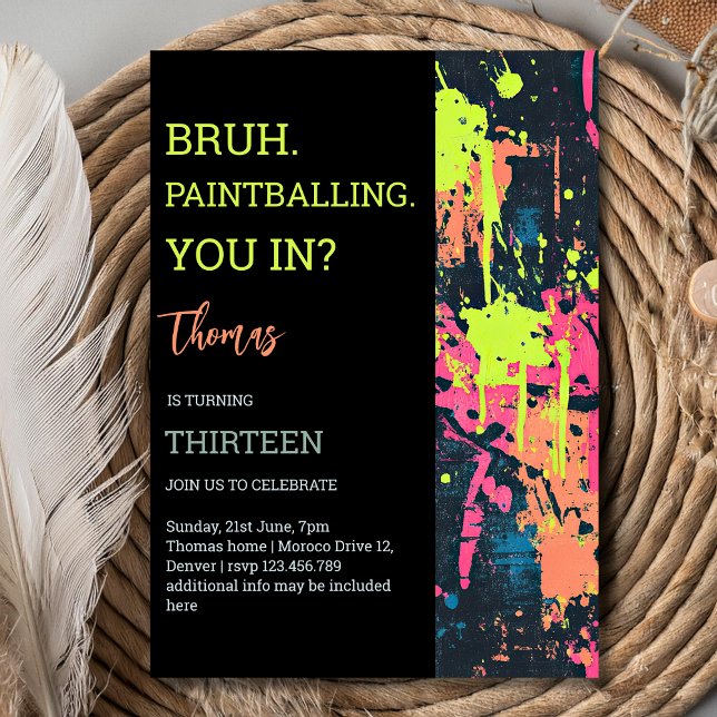 Convites Bruh, você faz aniversário de paintball? (Criador carregado)