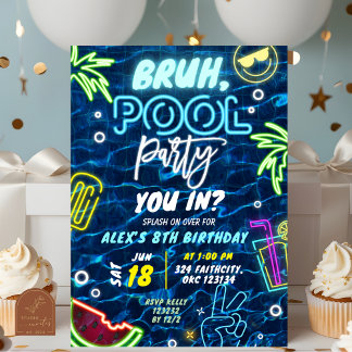 Convites Bruh You in Piscina Party Splash Summer Birth
