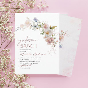 Convites Brun de Graduação de Flores de Aquarela Moderna El