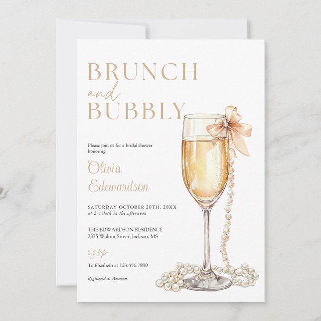 Convites Brunch And Bubbly Champagne QR Code Bridal Shower (Frente)