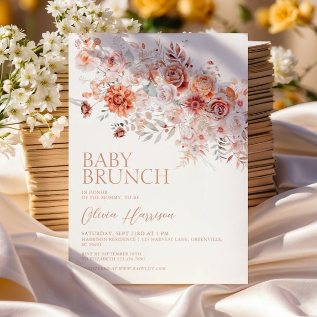 Convites Brunch Boho Floral de Bebê (Criador carregado)