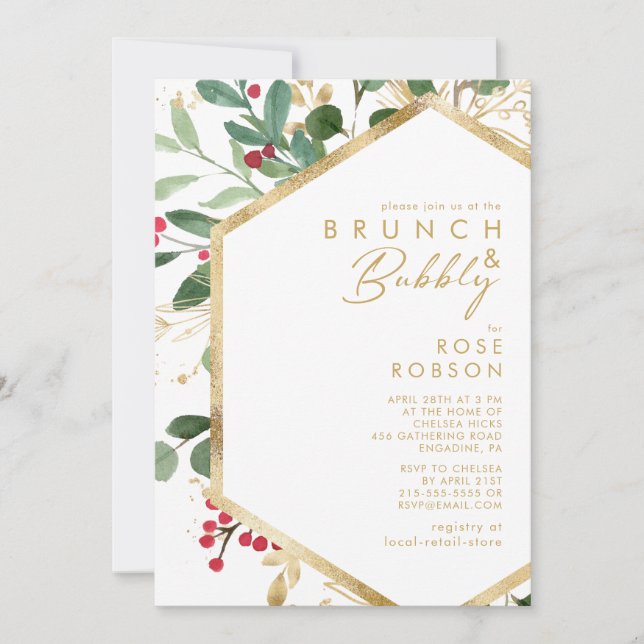 Convites Brunch Branco e Bubble, um calcinha de Natal moder (Frente)