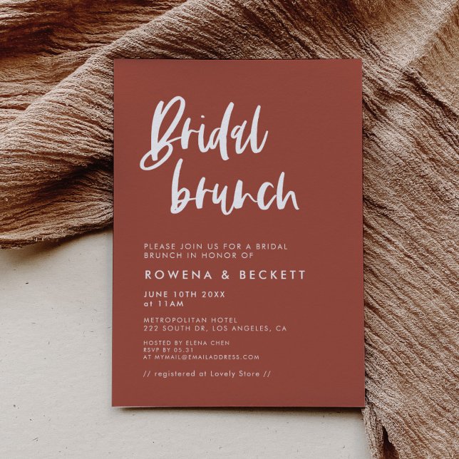 Convites Brunch Brick Burnt Bridal Moderno Elegante (Criador carregado)