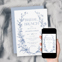 Convites Brunch Bridal Azul Francês
