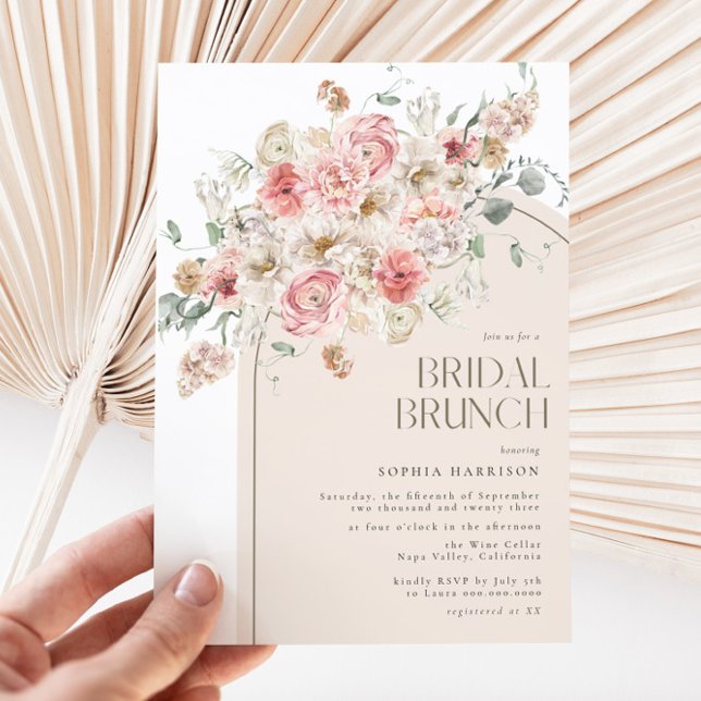 Convites Brunch Bridal Blush and White Floral Arch (Criador carregado)