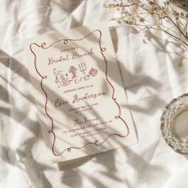 Convites Brunch Bridal De Burgundy Desenhado À Mão