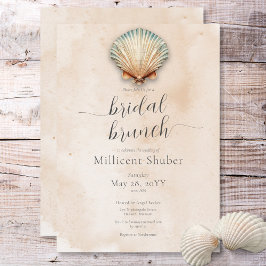 Convites Brunch Bridal de Seashell Costeiro Moderno