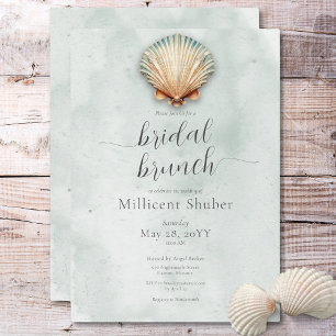Convites Brunch Bridal de Seashell Costeiro Moderno Aqua