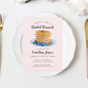 Convites Brunch Bridal Rosa Pancakes