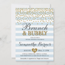 Brunch Bubbly Azul Claro Dourado Chic Chá de Noiva
