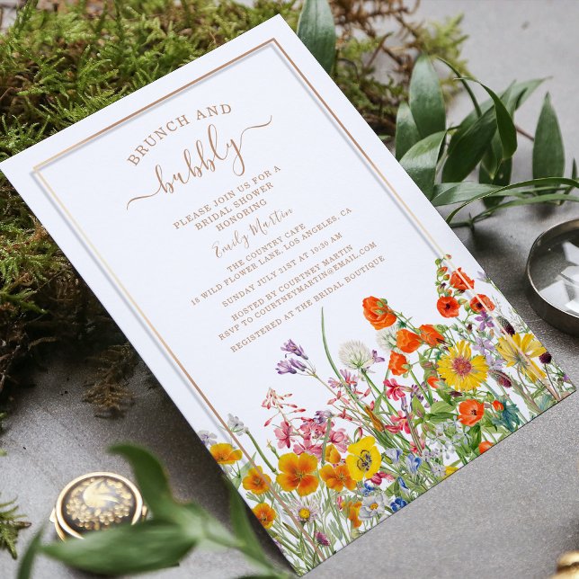 Convites Brunch & Bubbly Boho Flores Silvestres (Criador carregado)