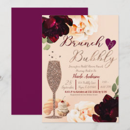 Convites Brunch & Bubbly Champanhe Peach Gold Chuveiro de N