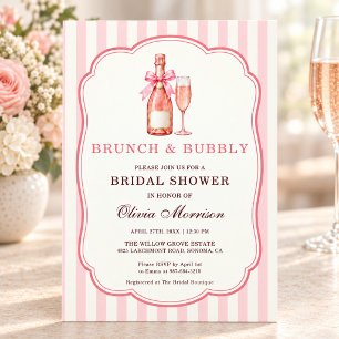 Convites Brunch & Bubbly Champanhe Rosa Arco Chá de Noiva