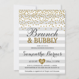 Convites Brunch Bubbly Cinza Neutro Cinza Chic Chá de Noiva