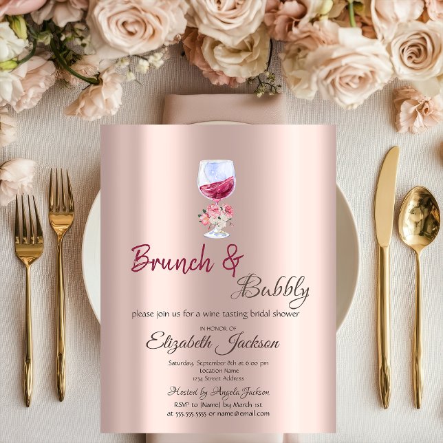 Convites Brunch & Bubbly Florais com Gotas de Vidro (Criador carregado)