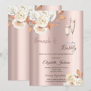 Convites Brunch & Bubbly Flores de Outono Chá de Noiva
