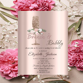 Convites Brunch & Bubbly Flores Drips Chá de Bebê de Noiva