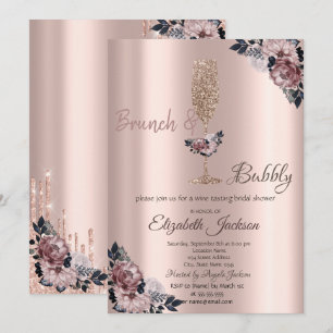 Convites Brunch & Bubbly Flores Drips Chá de Noiva