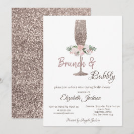 Convites Brunch & Bubbly Rosa Dourado Brinde de Casamento c