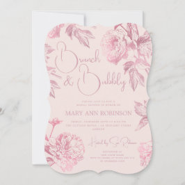 Convites BRUNCH BUBBLY Rosa Dourado Chá de panela Blush