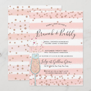 Convites Brunch & Bubbly Rose Gold Champanhe Festa de Noiva