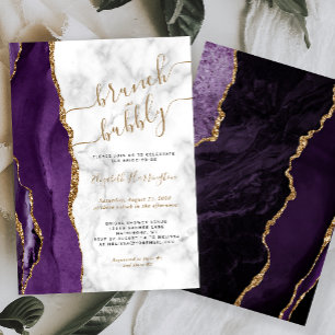 Convites Brunch & Bubbly Roxo Ágata Chá de Noiva