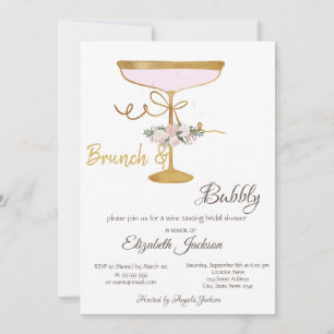 Convites Brunch & Bubbly Vidro, Chuveiro de Noiva Espelhado