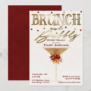 Convites Brunch & Bubbly Vinho Dourado Vermelho Casamento d