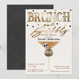 Convites Brunch & Bubbly Wine Dourado Chá de Noiva de Hallo
